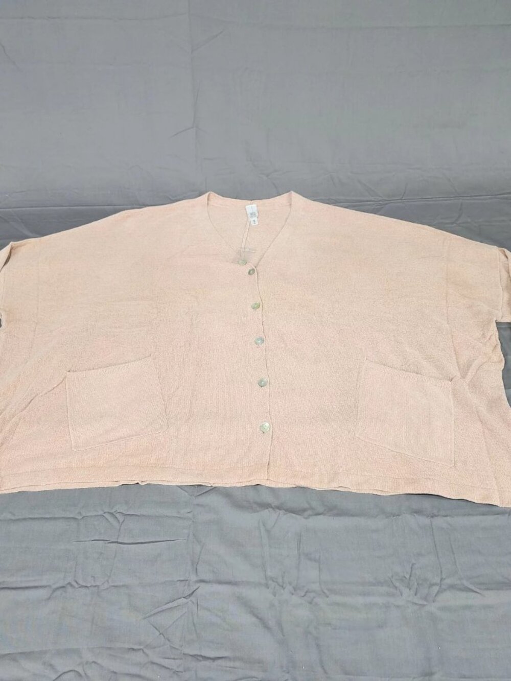 Wynne Lounge Women's 4X Peach Pink Oversized Cardigan Sweater V-Neck Pockets